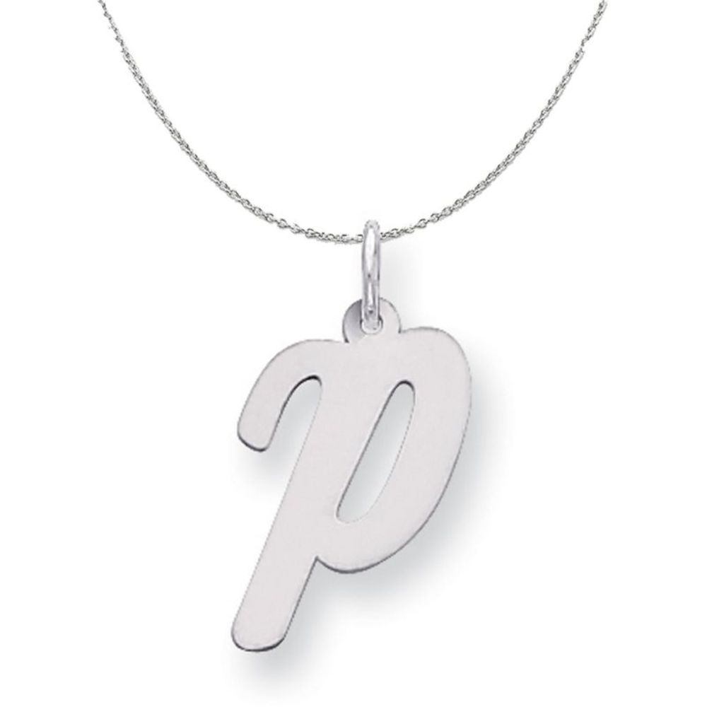 Silver Madison Collection LG Classic Script Initial P Necklace - 18 In